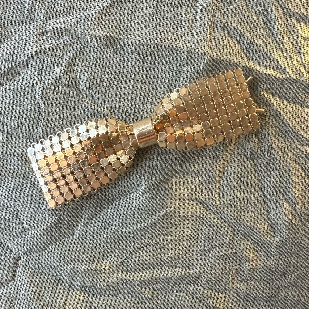 Gold Sequin Bow Hair Clip